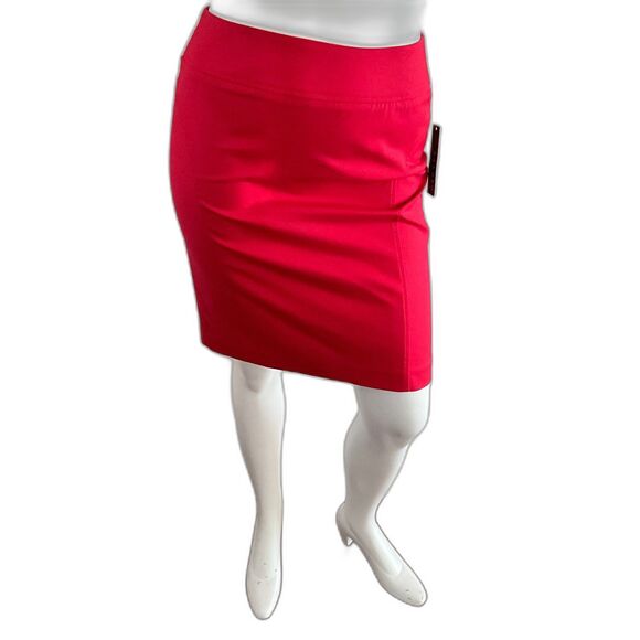 Sandro Studio Skirt Red Pencil Business Casual FLAWED 8 - Picture 1 of 9